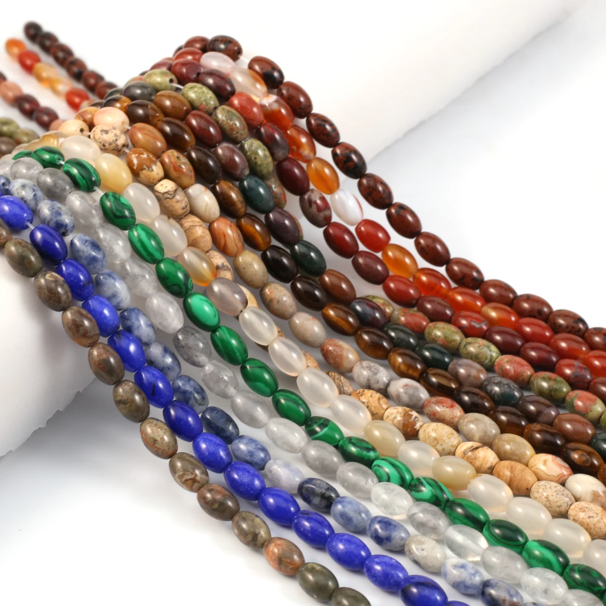 

1Pcs Natural Stone Rice Beads Beaded DIY Female Charm Malaysian Jade Necklace Bracelet Accessories Jewelry Accessories 9*6mm