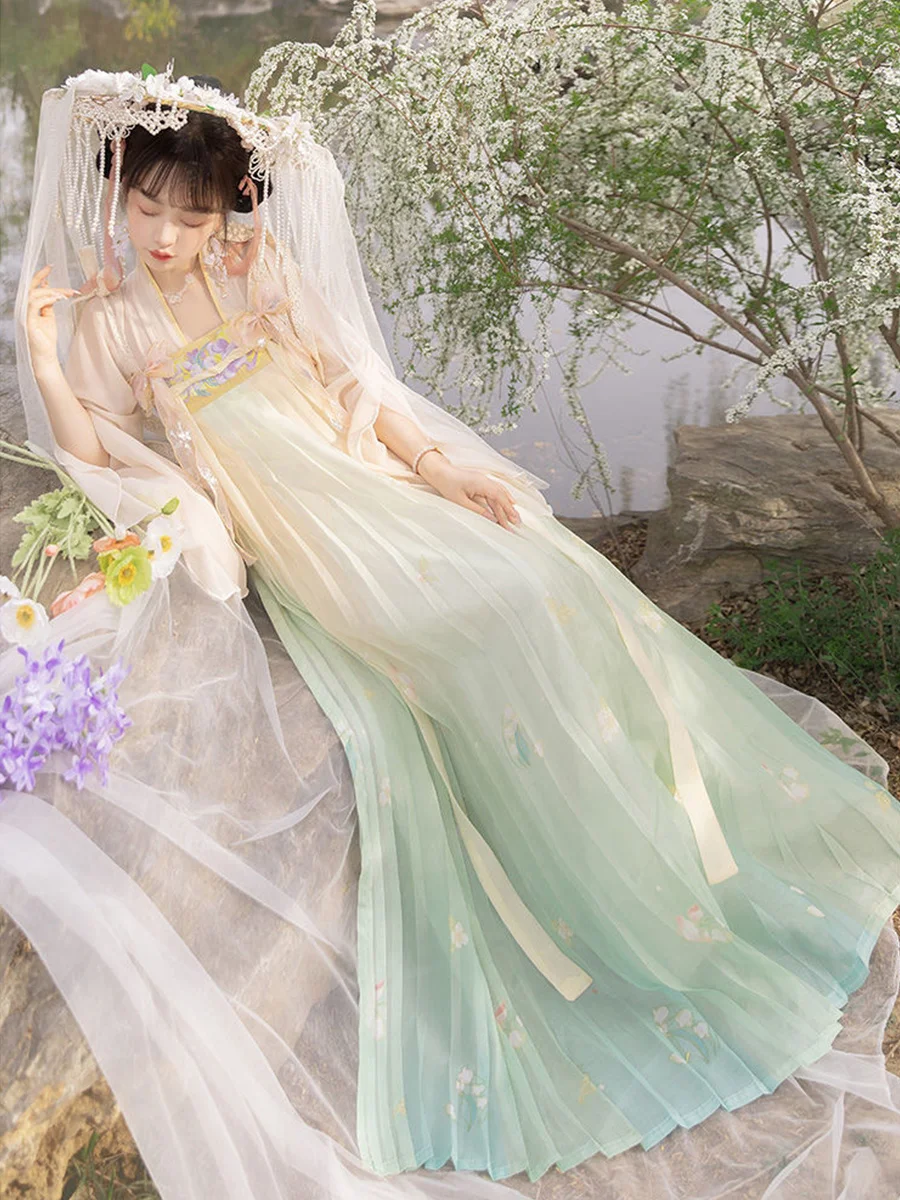 Костюм династии ханьфу Тан Женская юбка костюм для народного танца Традиционный