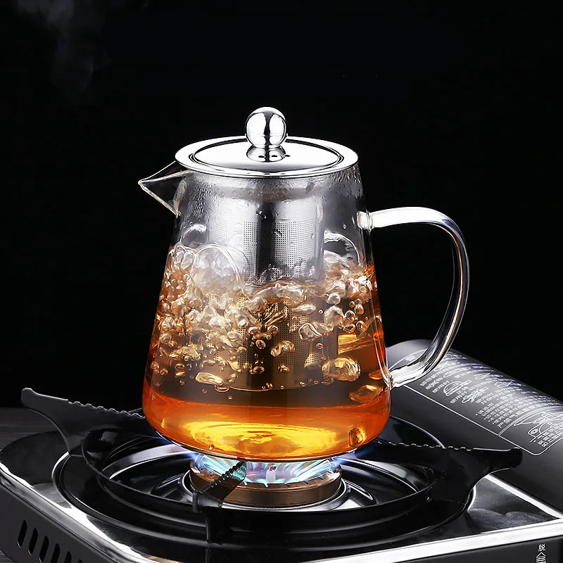 

Coffee Tea Sets Heat Resistant Glass Teapot With Stainless Steel Infuser Heated Container Tea Pot Good Clear Kettle Droshipping
