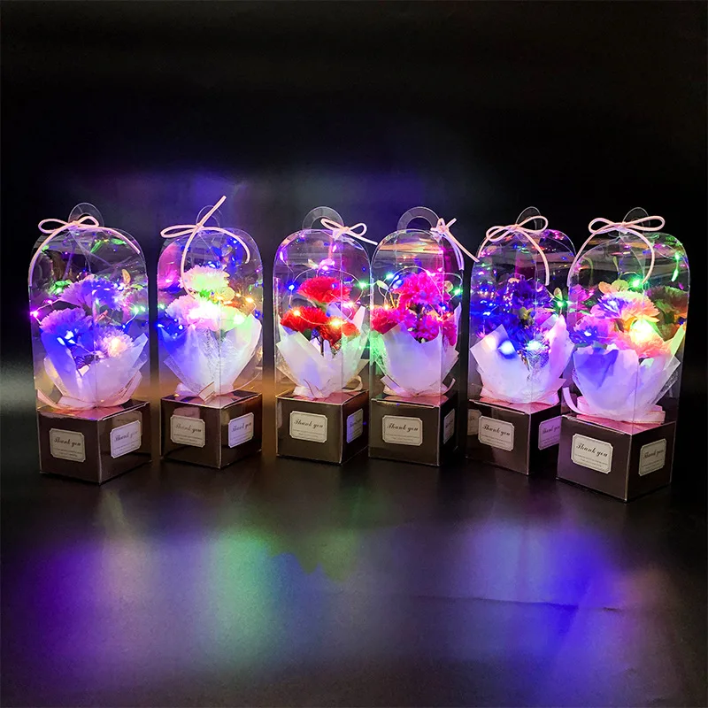 

3 Head Carnations Artificial Flowers Wedding Party Decoration Soap Rose Small Bouquet Dried Flowers Valentine's Day Gifts Flower