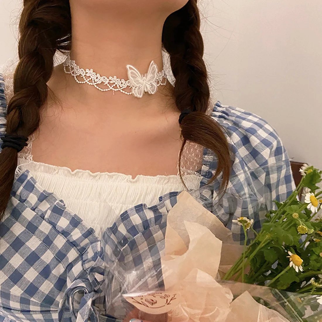 

Fashion Sweet Lace Butterfly Necklace Simple Choker For Women Girl Clavicle Chain Clothing Accessories Charm Jewelry Gifts