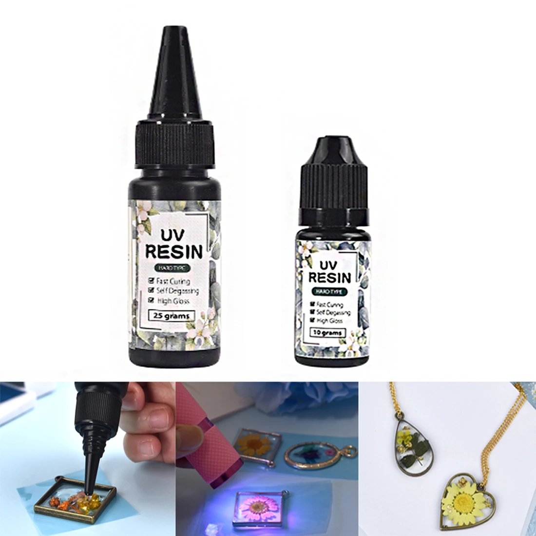 UV Resin Glue 10/25g Ultraviolet Curing Solar Cure Sunlight Activated Hard DIY Jewelry Making Quick Drying Jewelry Resin Glue