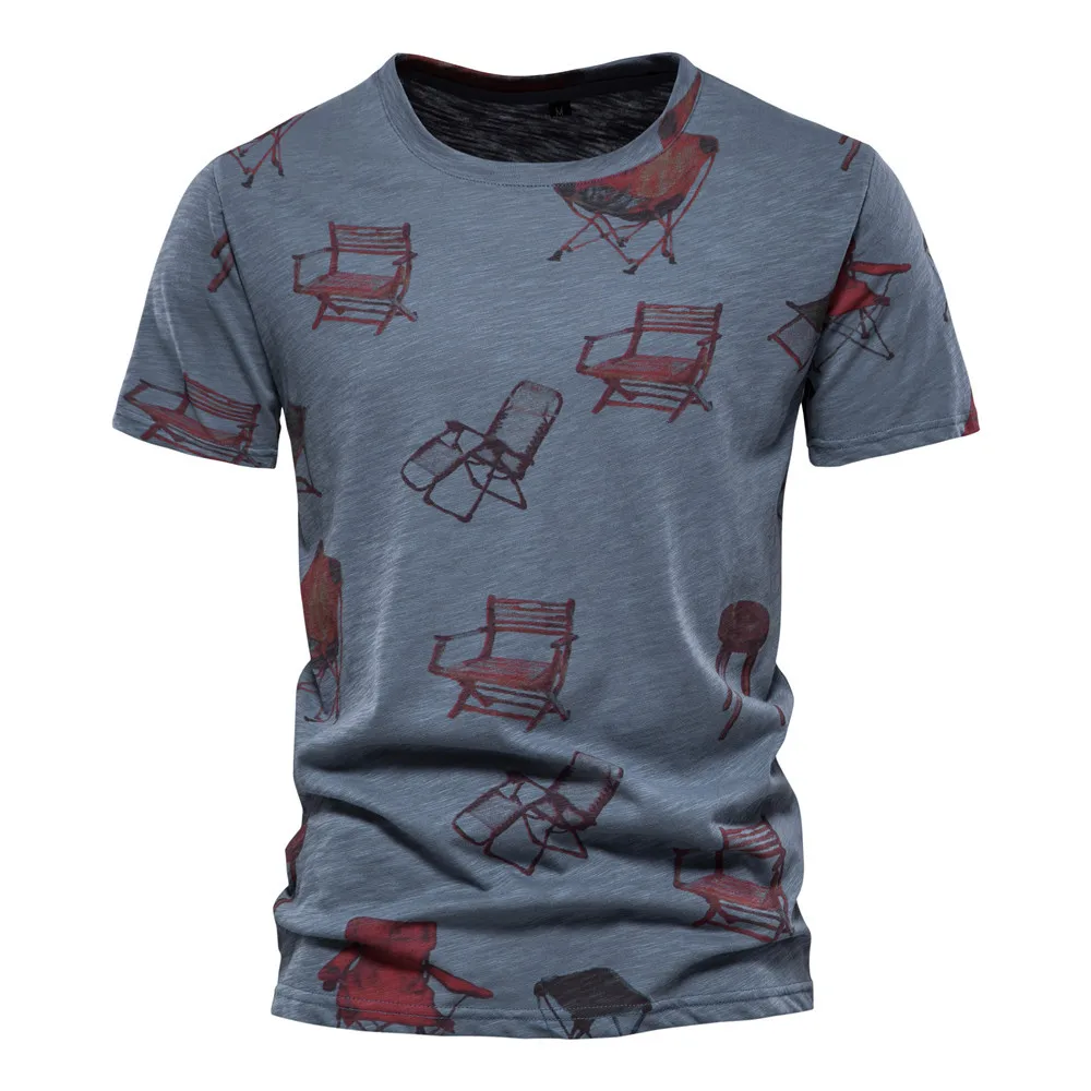 

Summer New Cotton Beach Chair Print Casual T-Shirt