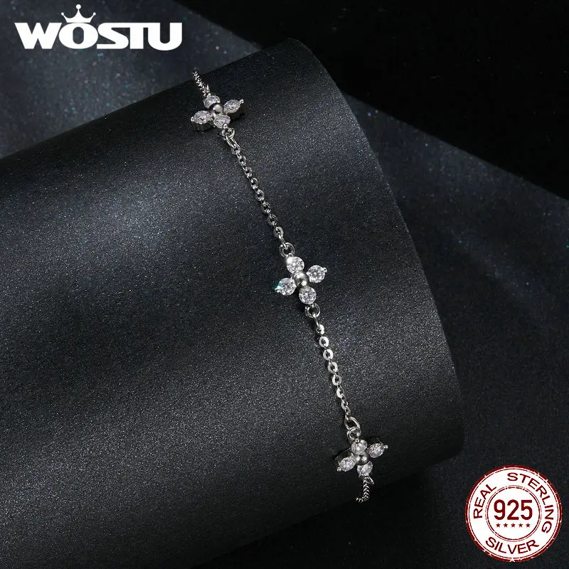 Женский серебряный браслет WOSTU с муассанитом