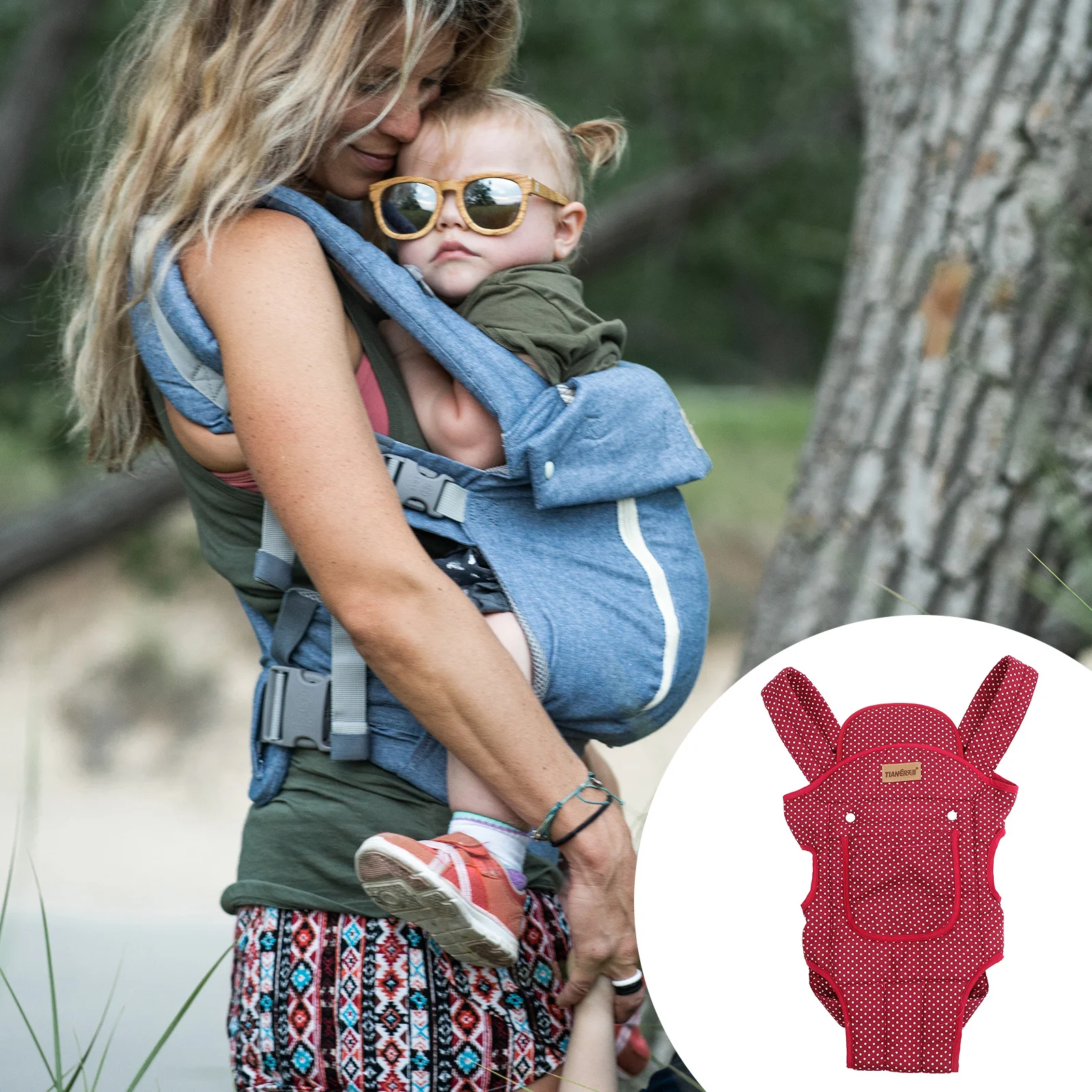 

Adjustable Baby Carrier Wrap Front or Back Carrier for All Seasons and Positions Travel bag Newborn