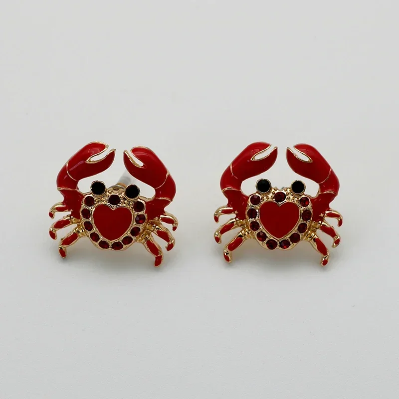 Модные красные эмалированные милые серьги-крабы для женщин персонализированные