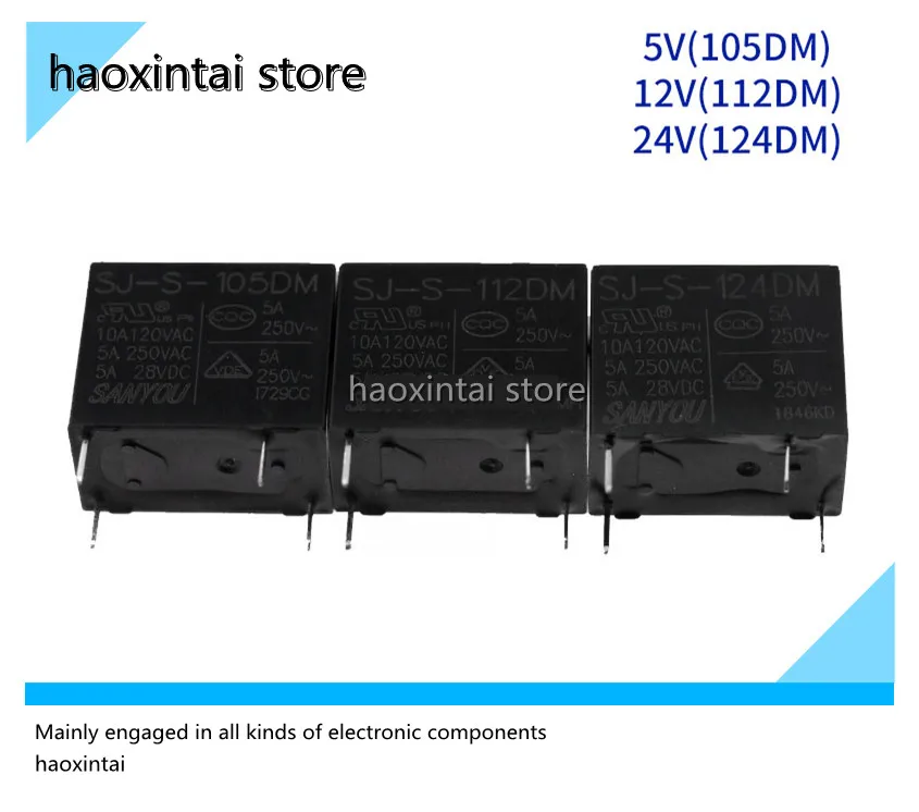

10pcs SJ-S- 105 112 124DM 4 feet 5A250VAC relay 5/12/24V