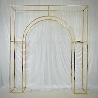 200cm shiny gold double arch artificial flower display stand wedding stage welcome aisle door backdrops birthday balloons rack