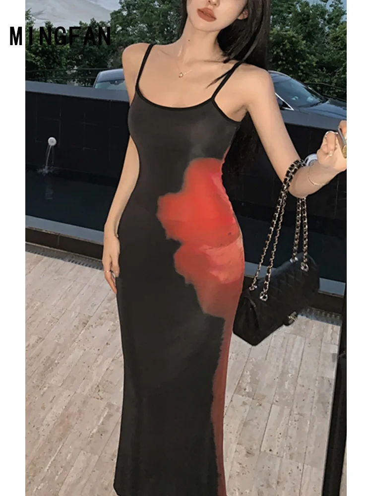 Новинка лета 2024 женская одежда платье на бретельках с ретро-принтом сексуальное