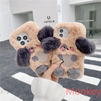 3d cartoon ears dog fluffy plush phone case for iphone 13 pro max case iphone 12 11 pro x xs xr 6 6s 7 8 plus se 2022 soft cover