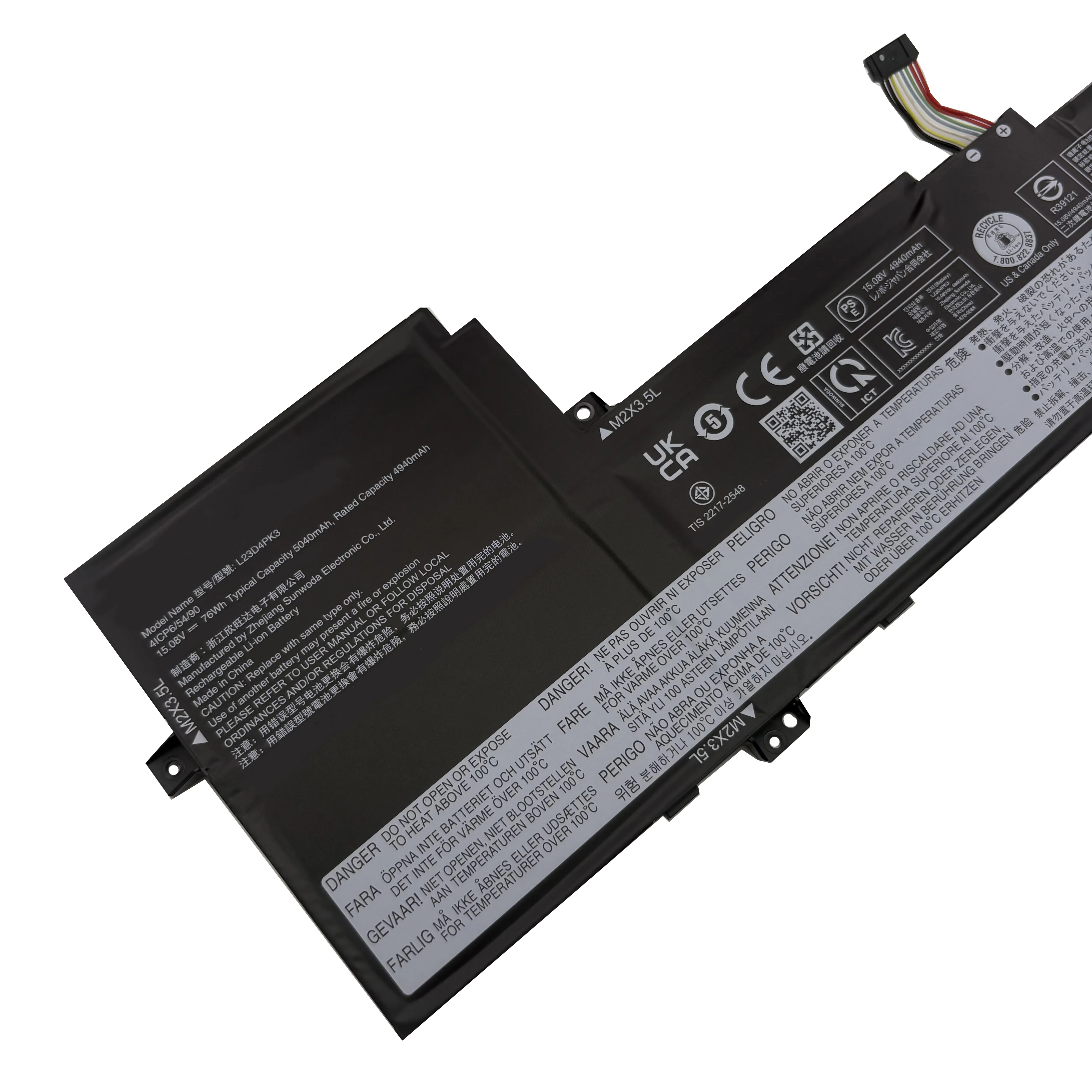 Фото Сменная батарея для ноутбука L23D4PK3 L23L4PK3 L23M4PK3 L23B4PK3 15.08V 76Wh 4940mAh, совместимая с Lenovo Xiaoxin 16 IRL8 №3