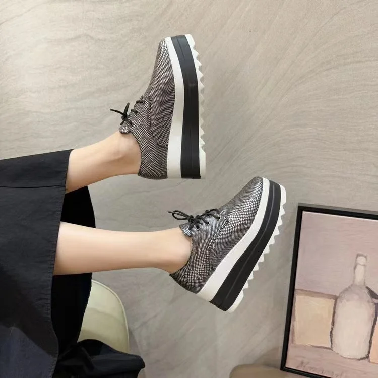 Plus Size Women's Shoes In The Spring And Autumn Of 2023 New European And American Round-headed Shoes With Thick Soles And High
