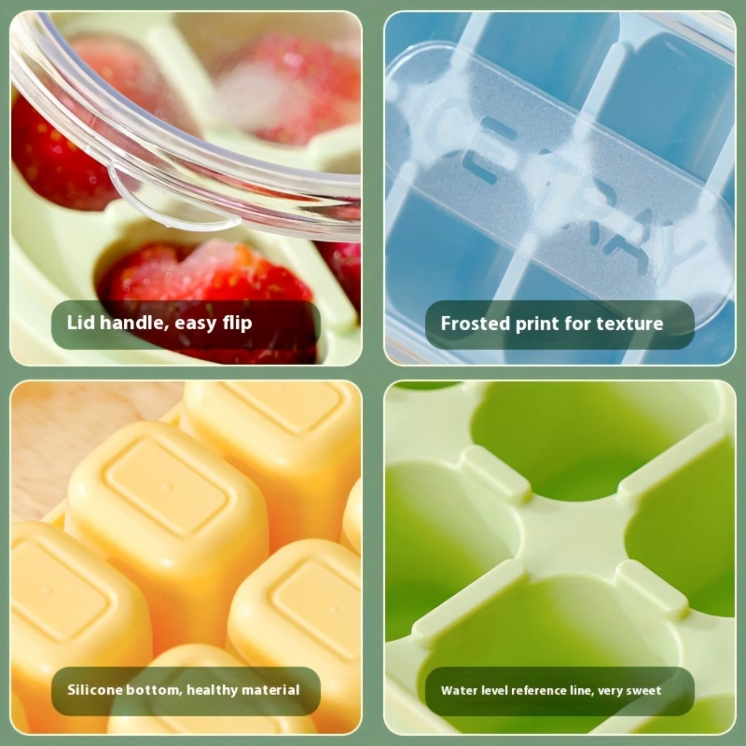 2 упаковки силиконовых лотков для льда с крышками формы пищевого класса большой