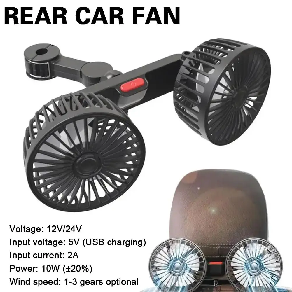 

1 шт. новый автомобильный вентилятор 12 в 24 в задний Электрический вентилятор Многофункциональный двойная регулировка 360 ° вентилятор для заднего сиденья с высоким вращением He P9M7