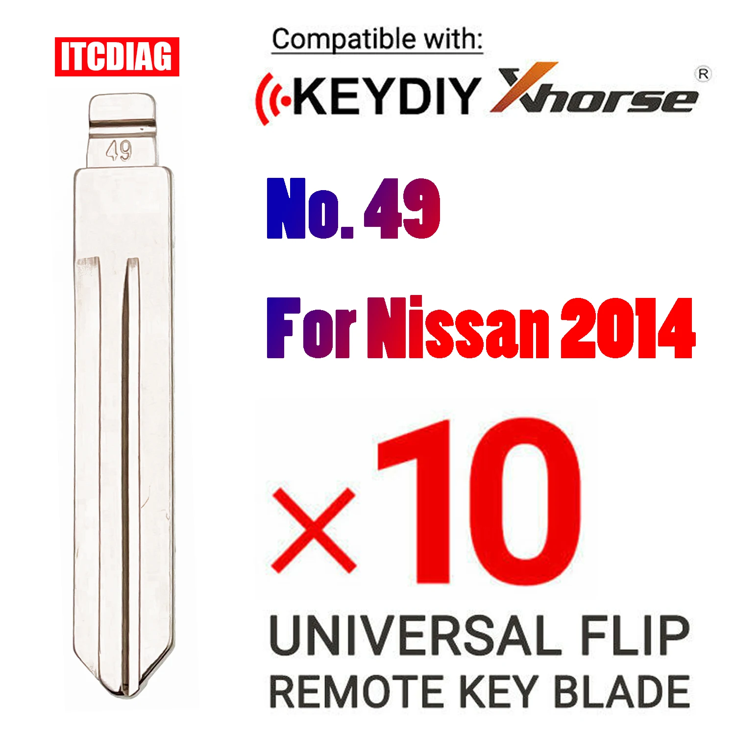 

10pcs/lot No. 49 Metal Blank Uncut Flip KD VVDI Remote Key Blade #49 NSN14 Right Blade for Nissan New 2014 Models