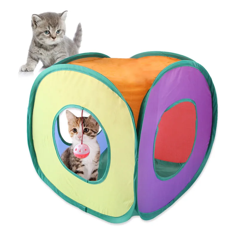 

Cat Tunnel Square Collapsible Cat Cube Collapsible Cat Tent Funny Indoor Cat House Hideaway Cave For Cats Kittens Small Dogs