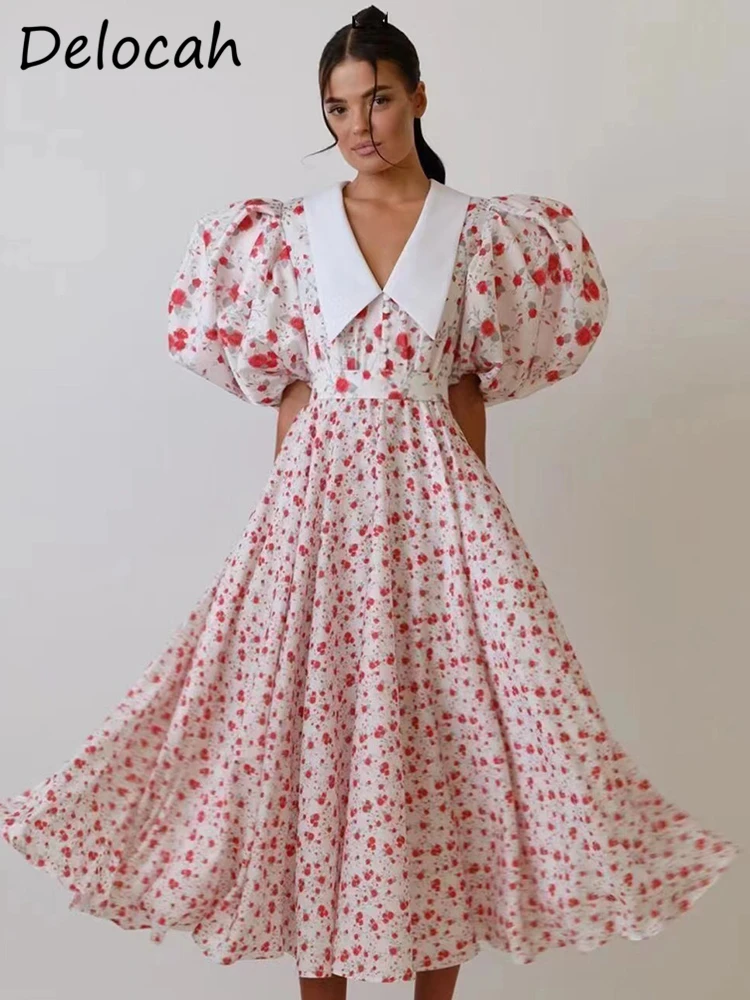 Женское платье-миди Delocah красное платье с короткими рукавами и высокой талией