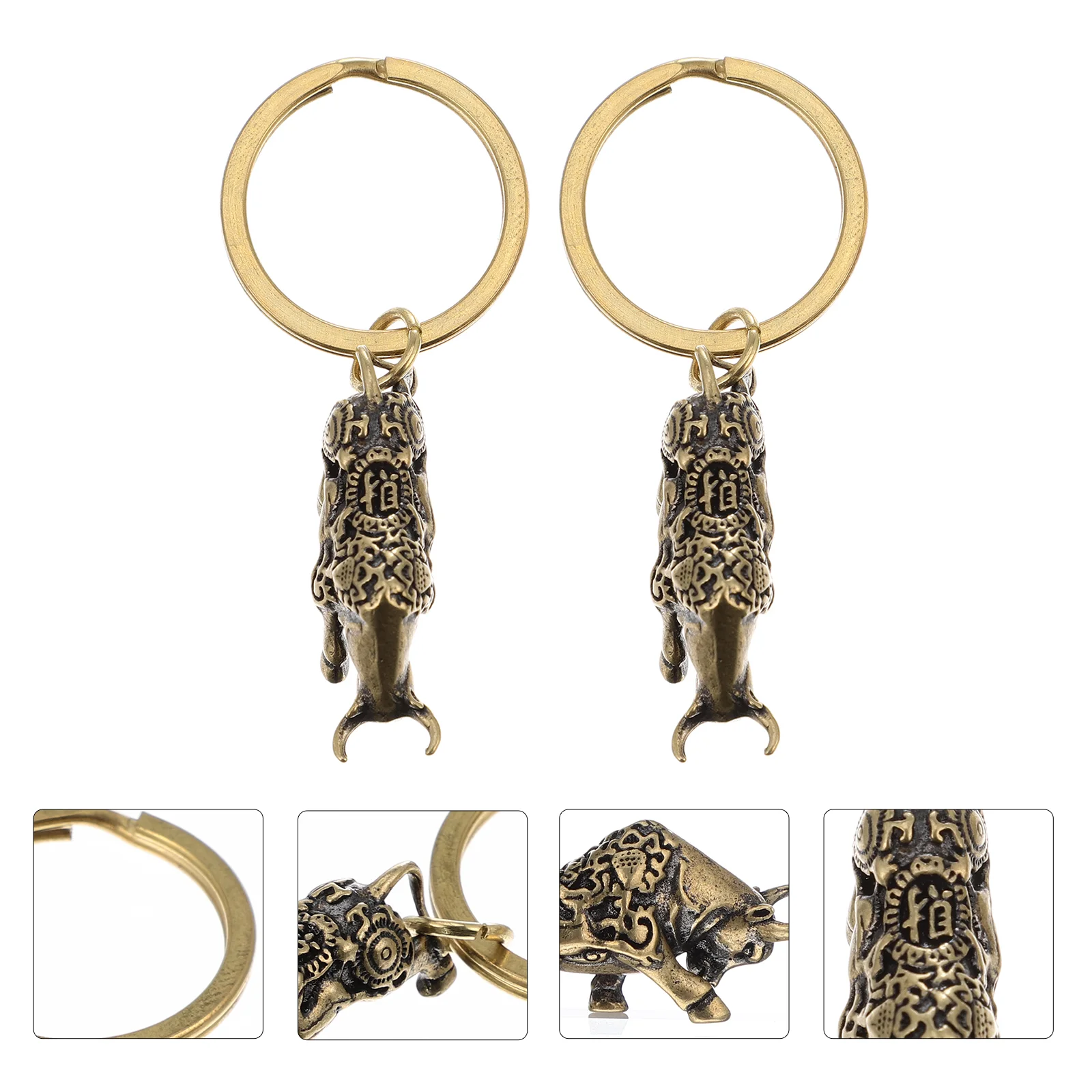 

Brass Bull Keychain Decorative Bullfight Decoration New Year Pendant Retro Style Brassware Vintage Car