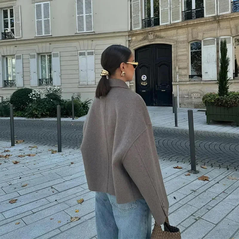 Модная однотонная однобортная демисезонная куртка с лацканами для женщин