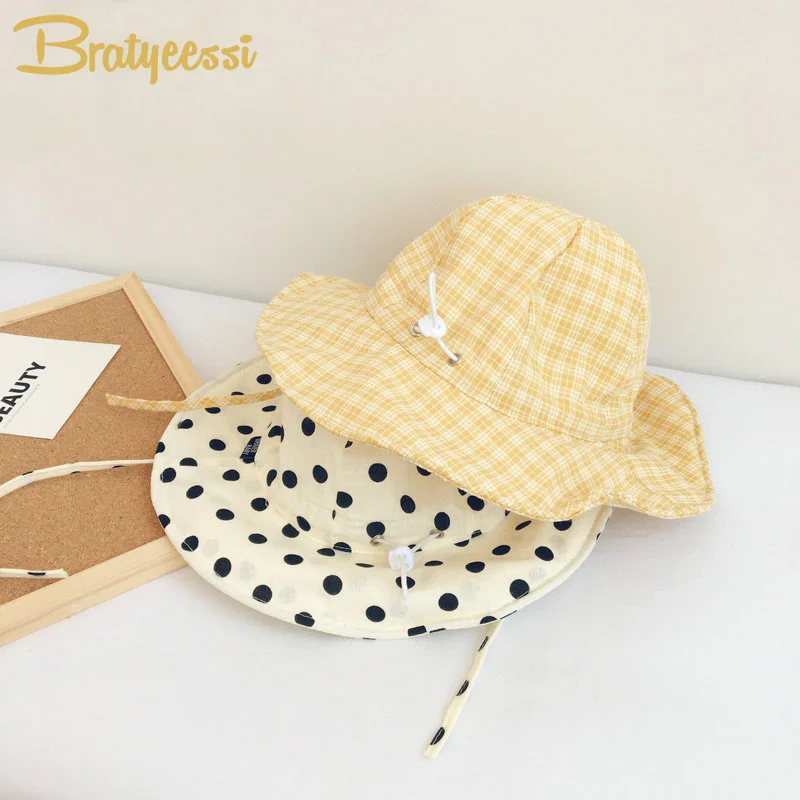 

New Summer Baby Sun Hat Beach Cotton Adjustable Children Bucket Hats for Boys Girls Korean Kids Cap Baby Accessories 1-5Y
