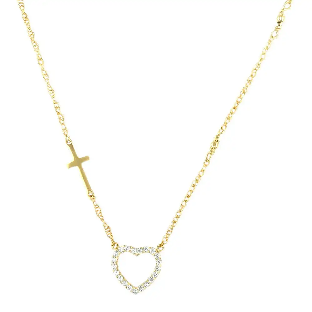 

Ожерелье из стерлингового серебра 14KT с имитацией сердца и Креста