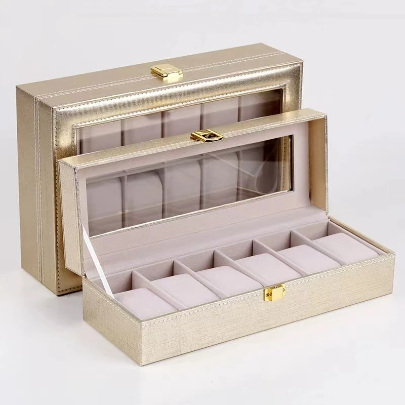 Factory Wholesale Gold Framed Paper New 6102-Bit Watch Box Spot Jewelry Storage Display Boxes