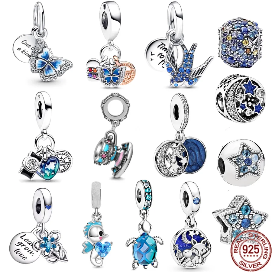 

Браслет Pandora женский из серебра 925 пробы, с голубой бабочкой, с цитатой «Ласточка»