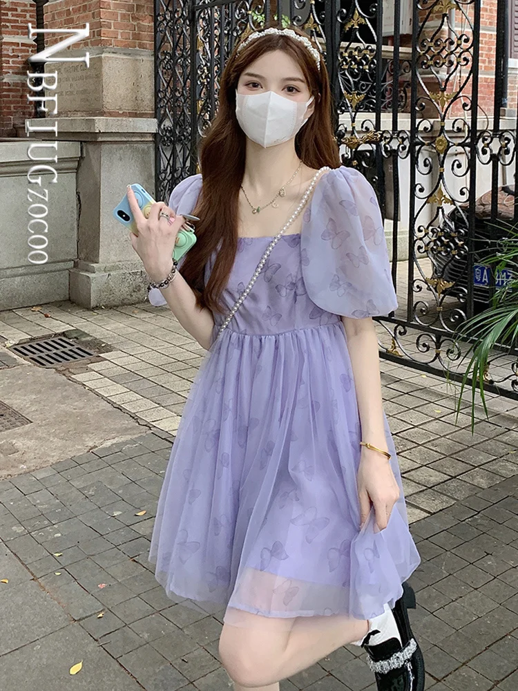 

Princess Dress Women's French Collar Bubble Sleeves Fluffy Dress 2022 Summer New Dress