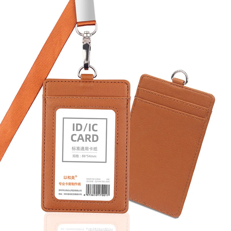 

Name Tag Leather Card Holder Lanyard PU Hangs Identification Business Cards School Supplies Accessories Nurse Custom Lanyard
