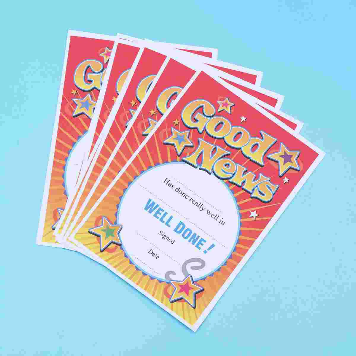 

100PCS English Practical Teaching Supplies Certificate Papers for Kids Students School Kindergarten