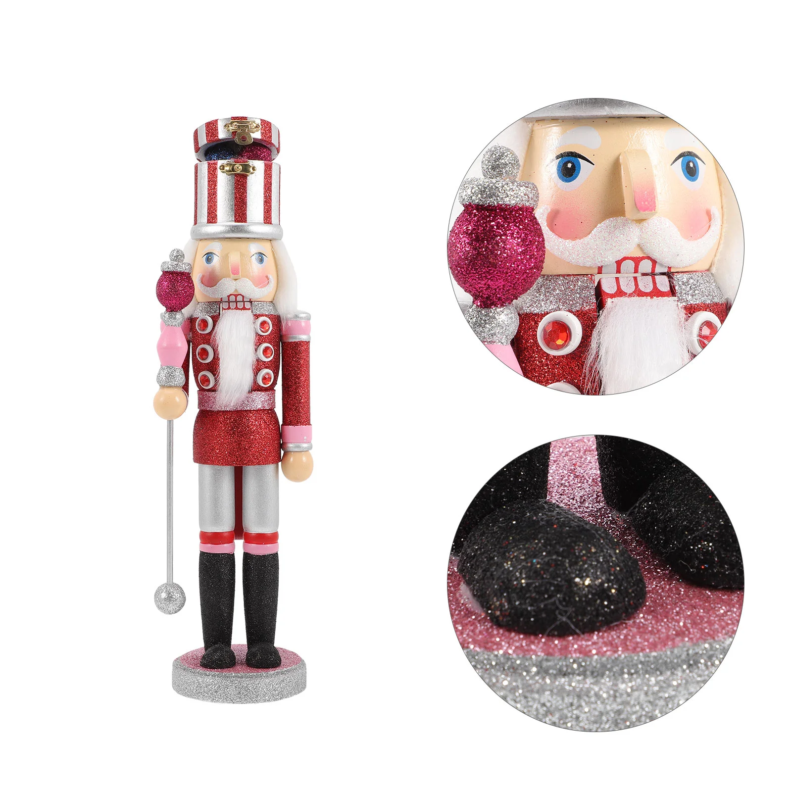 

Nutcracker Christmas Wooden Decor Wood Traditional Tabletop Holiday Figurines Dollnut Sparkly Glitter Nutcrackers