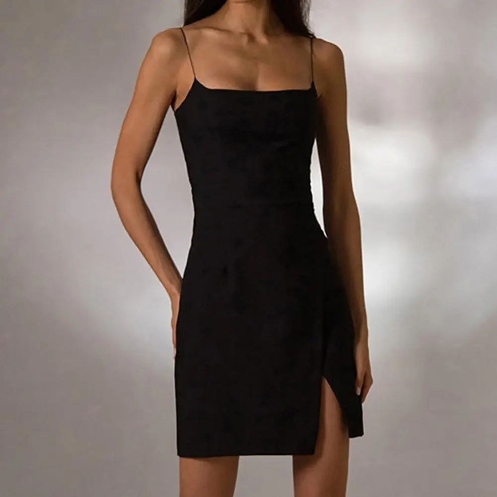 

Женское платье с разрезом, летнее платье, Шикарное облегающее вечернее платье-бандо на бретелях с разрезом, облегающий сарафан на бретелях, ...