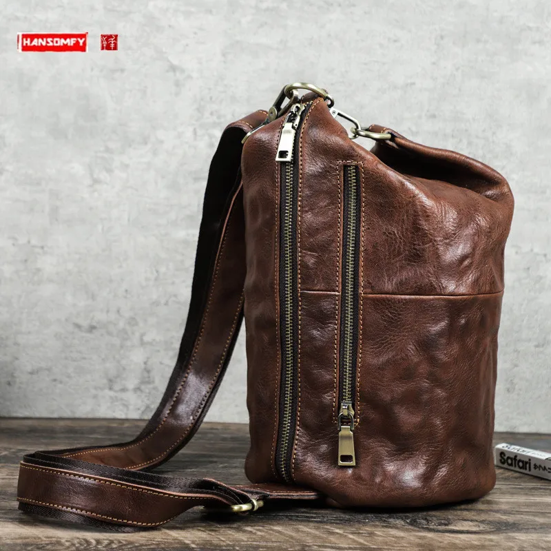 

Сумка-клатч мужская из кожи Крейзи Хорс, Многофункциональный мессенджер на плечо, Модный повседневный саквояж кросс-боди в стиле ретро