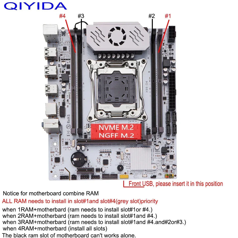 QIYIDA X99 Комплект материнской платы Xeon LGA 2011-3 E5 2680 V4 Процессор 32 ГБ=2*16 ГБ DDR4 REG ECC RAM C612