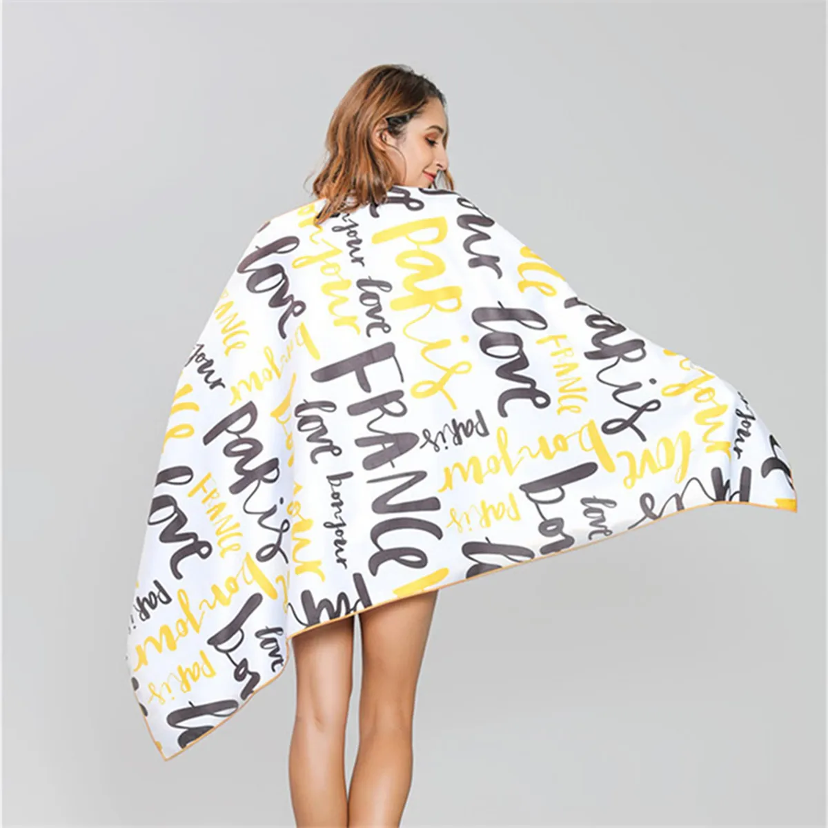 

Hello Summer Beach Towel Quick-dry Microfiber Soft Beach Cushion Swimming Non-stick Sand Seaside Surf Poncho Travel Women Men