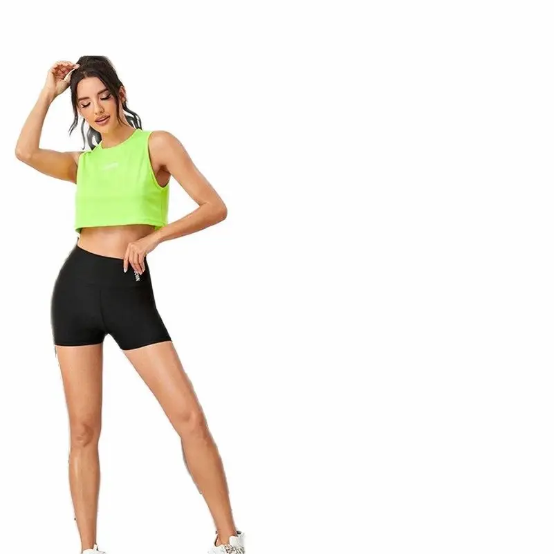 

Short Pants Fitness Suit Women's Tight High Waist Elastic Bottoming Hip Lifting Running Tank Top Vest Sports Yoga Suit Women