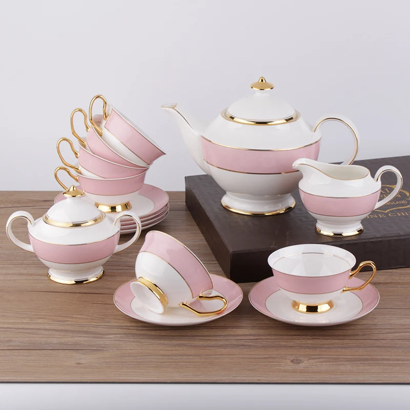 

15pcs Bone China Coffee Set Luxury Porcelain Tea Set Pot Cup Ceramic Mug Sugar Bowl Creamer Teapot Drinkware Coffeeware