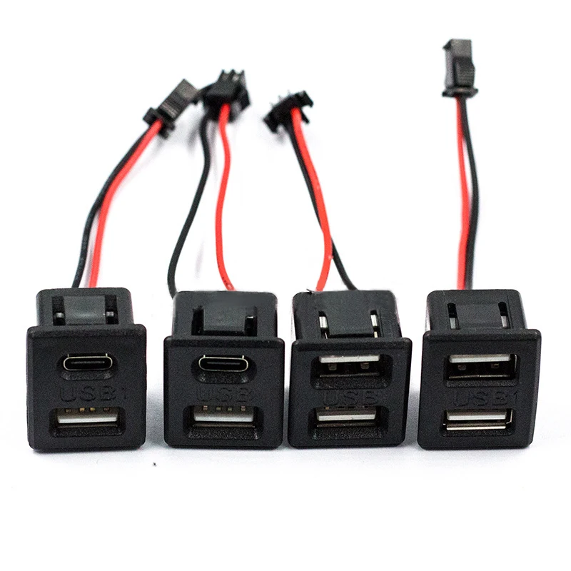 

5V 2A Double-Layer USB Female Base Type-C Charging Socket Power Socket with Cable Connector 2 Layers Socket Connector