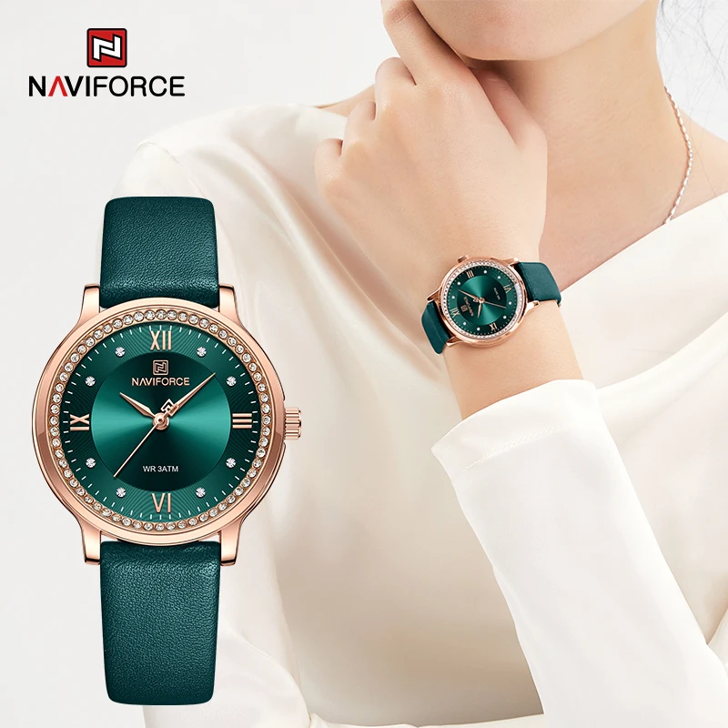 NAVIFORCE New Design High Quality Women Dress Watch Female Leather Wristwatch Waterproof Fashion Casual Ladies Clock Reloj Mujer