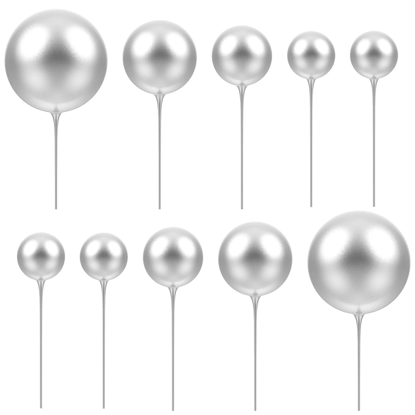 

Silver Silver Pearl Balls Cupcake Toppers Round Cake Insert Topper Picks for Birthday Wedding Anniversary Shower Cake