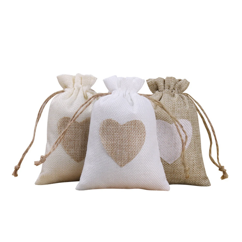 

20Pcs Drawstring Linen Bag Wedding Valentine's Day Wedding Anniversary Gift Packaging Bag Party Jewelry Gift Bag