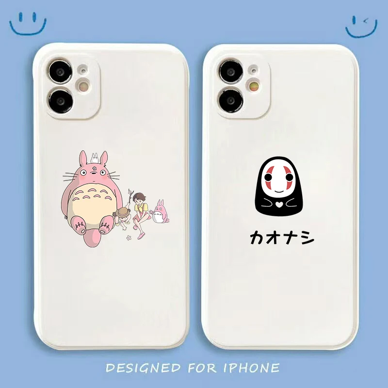 

Silicone Totoro Ghibli Spirited Away phone case for iphone 11 13pro 12 14PRO X XS Max XR 7 8 Plus 13 14plus white soft TPU Cover