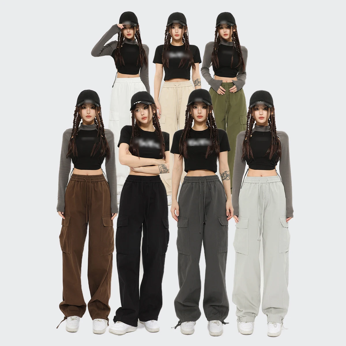 

ЯПОНСКИЕ ВИНТАЖНЫЕ брюки унисекс с карманами и широкими штанинами, рабочая одежда с высокой талией, брюки, женские брюки с поясом на резинке