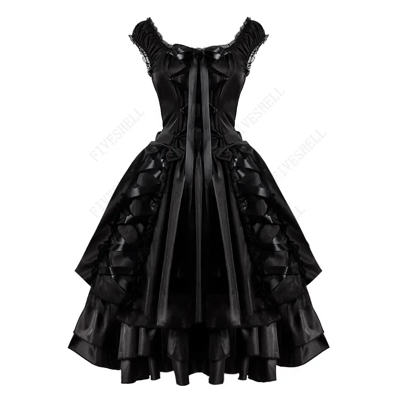 Средневековое черное платье горничной в стиле ретро кружевное украшение без