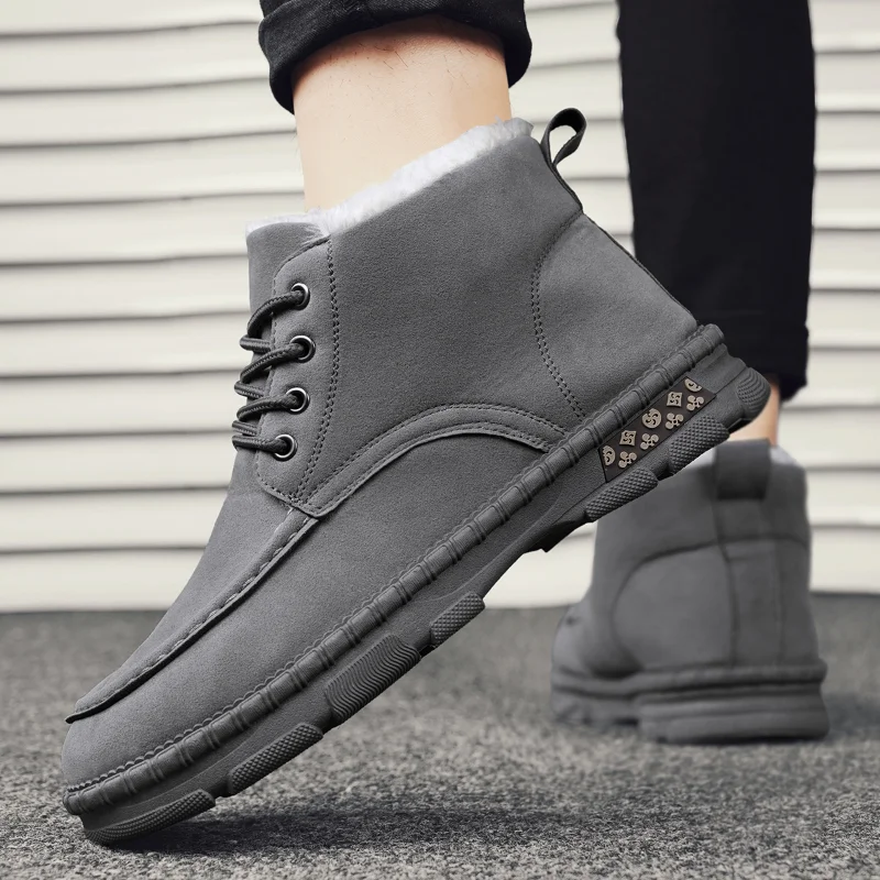 

Зимние высокие мужские уличные ботинки Новый стиль удобные нескользящие модные зимние ботинки однотонные теплые мужские ботинки из хлопка