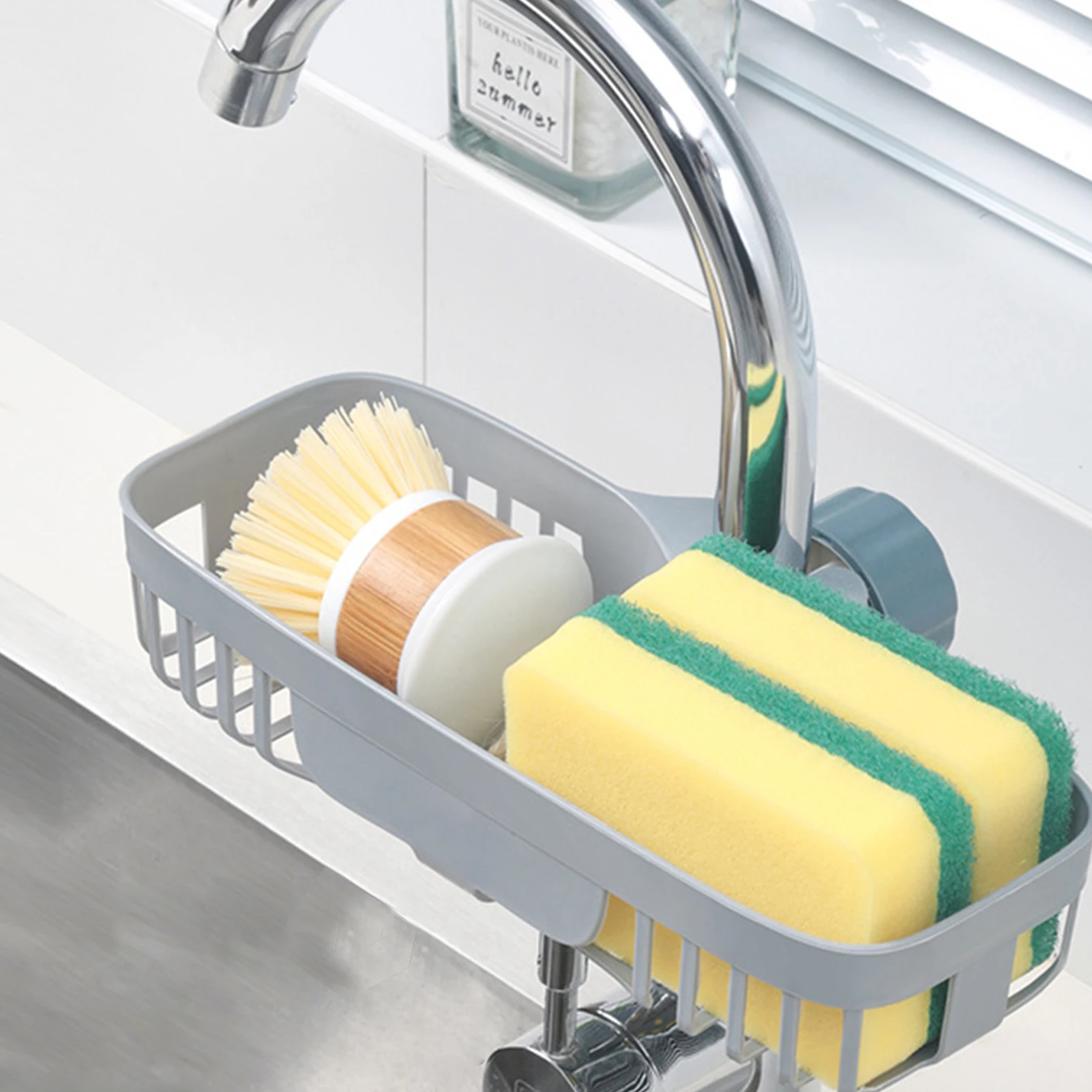 

Kitchen Sink Organizer Fast Drying Sink Caddy Sink Sponge Holder For Sponges Over Sink Sponge Brush Soap Holder For Home Kitchen