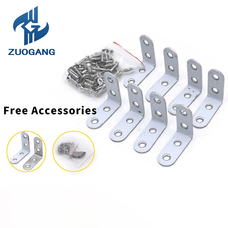

10pcs Stainless Steel L Shape Corner Brace Angle Bracket Connector Joint Shelf Support For Table Furniture Cabinet Screens Wall