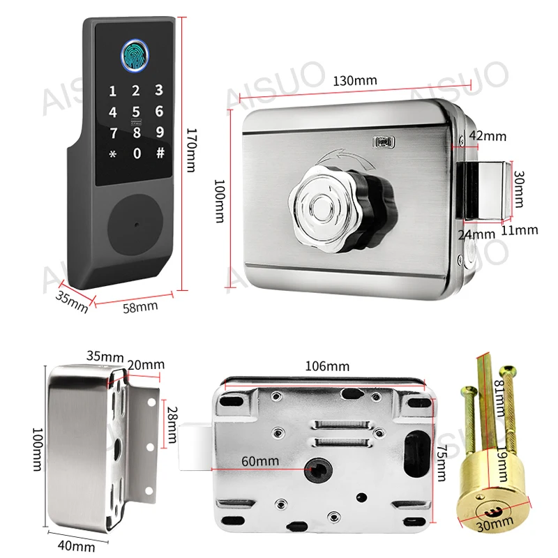 AISUO IP68 TUYA WIFI fingerprint magnetic card password key remote unlock courtyard apartment outdoor waterproof smart door lock - купить по