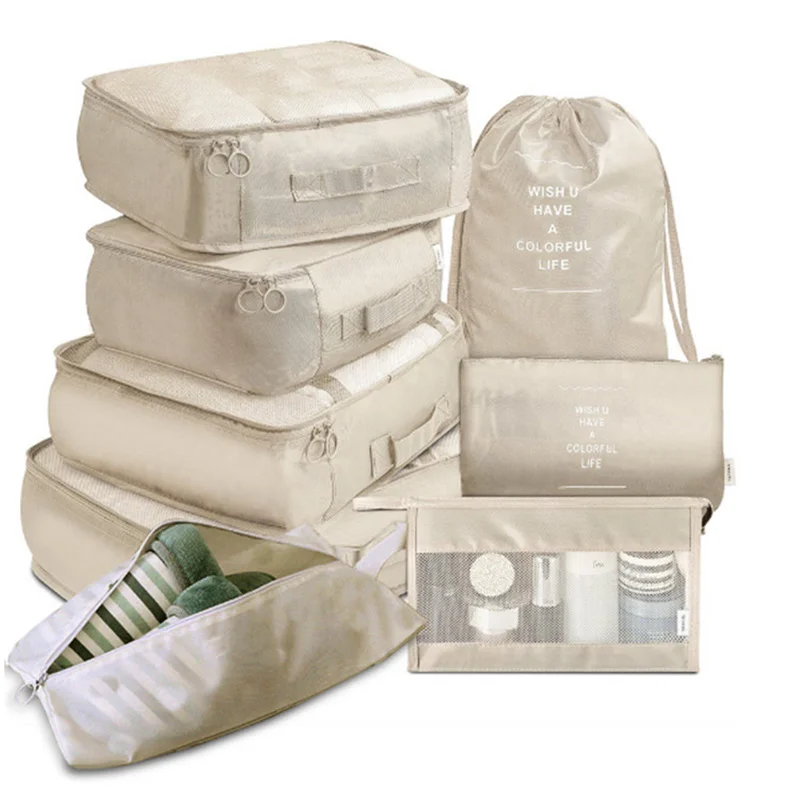 

7Pcs Folding Travel Organizer Storage Bags Wardrobe Cube Suitcase Packing Set Storages Luggage Clothes Shoe Box