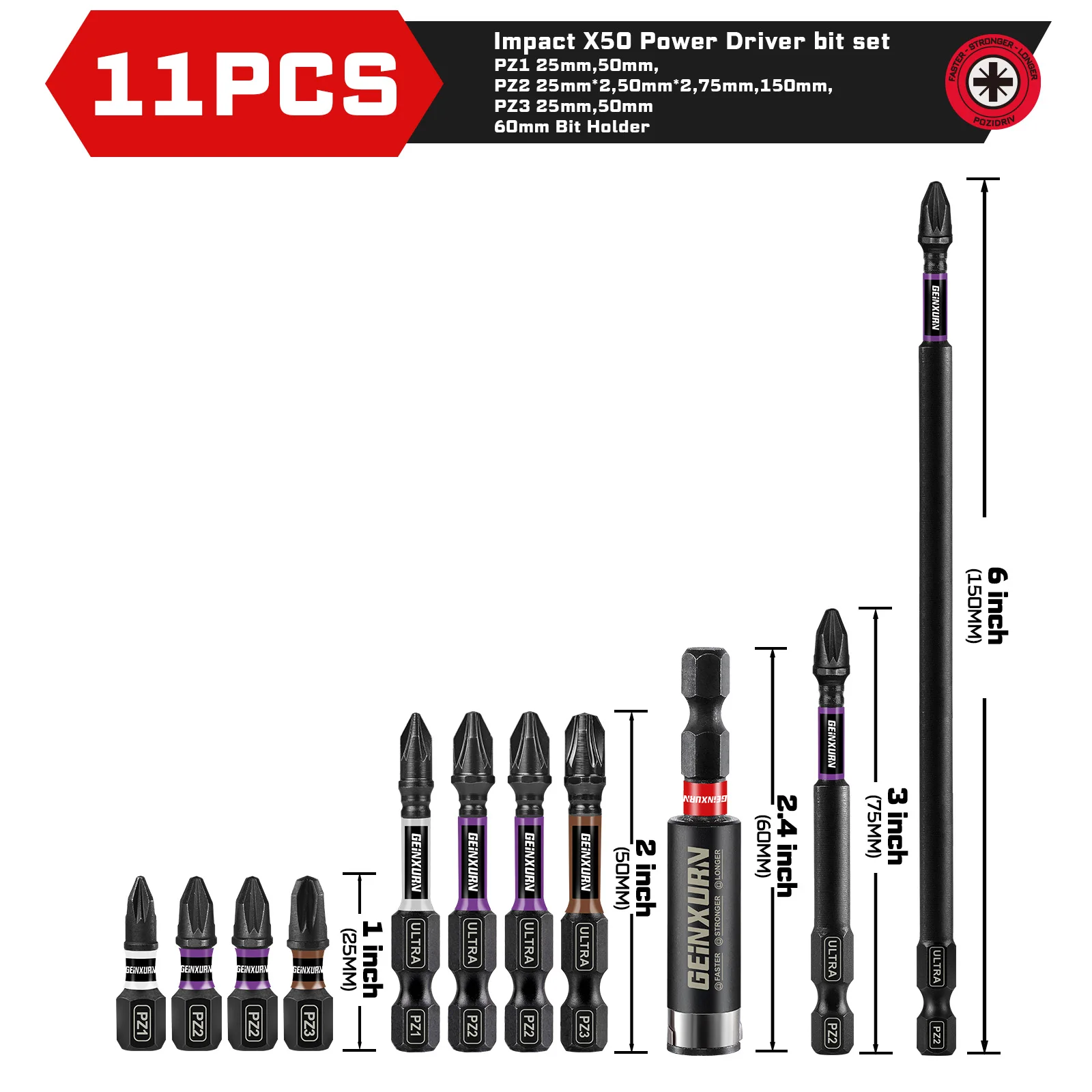 

Набор магнитных отверток Geinxurn Impact PZ1, PZ2, PZ3